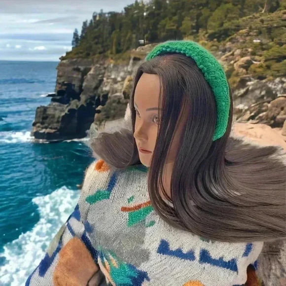 Hand Crafted Accessories - Custom Dyed Green Lace Handsewn 2" Wide Headband Goblin-Core Holiday Hair